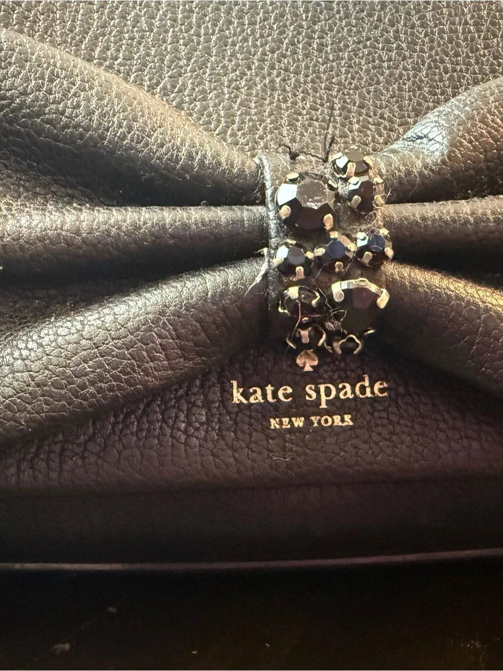 kate spade black bow crossbody with crystal trim